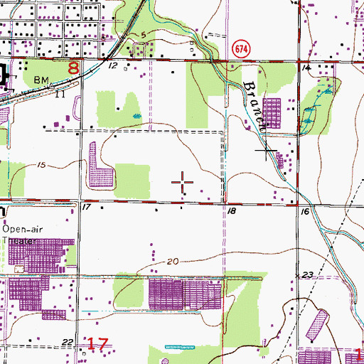 Topographic Map of Ruskin Census Designated Place, FL