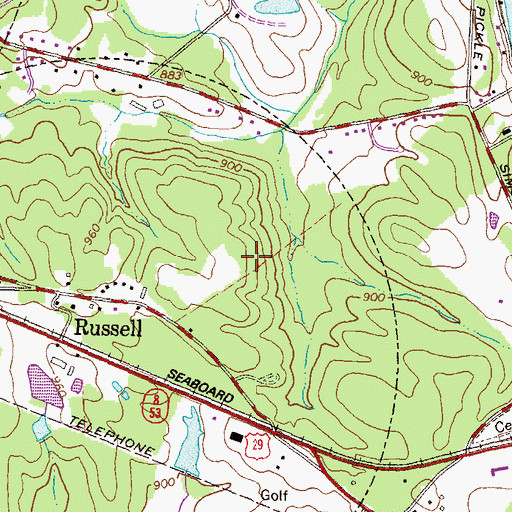 Topographic Map of Russell Census Designated Place, GA