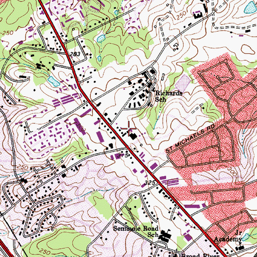 Topographic Map of Saint Andrews Census Designated Place, SC