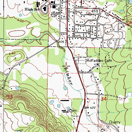 Topographic Map of City of Dover, AR