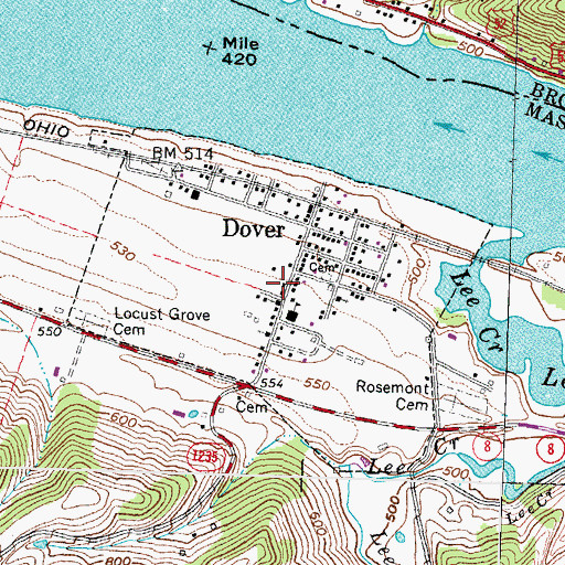Topographic Map of City of Dover, KY