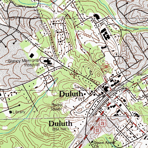 Topographic Map of City of Duluth, GA