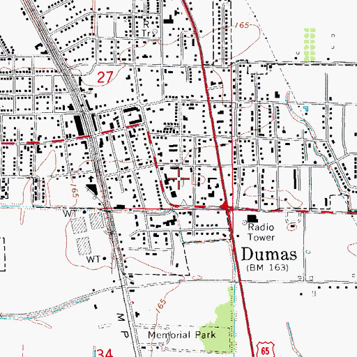 Topographic Map of City of Dumas, AR