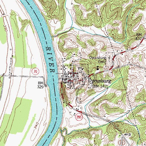 Topographic Map of City of Dycusburg, KY