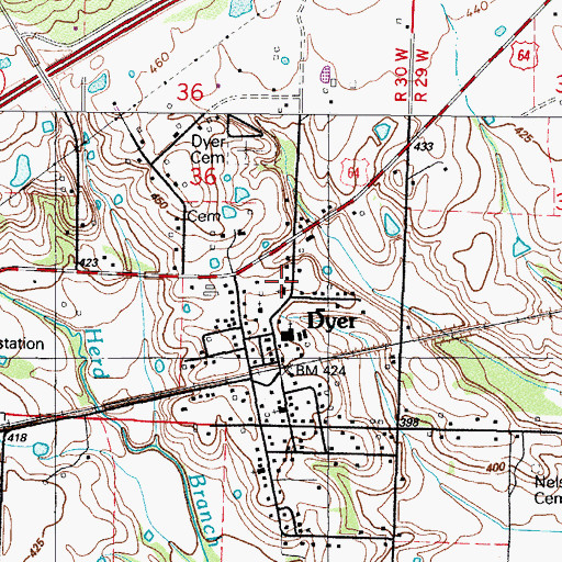 Topographic Map of City of Dyer, AR