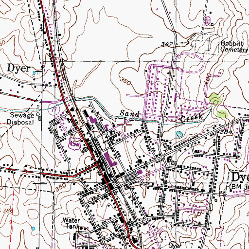Topographic Map of City of Dyer, TN