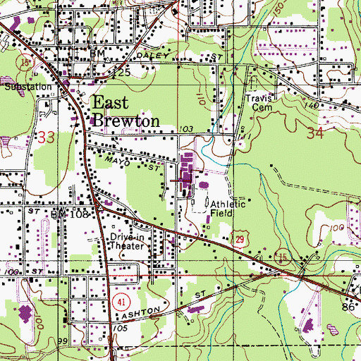 Topographic Map of City of East Brewton, AL