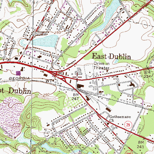 Topographic Map of City of East Dublin, GA