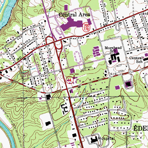 Topographic Map of City of Eden, NC