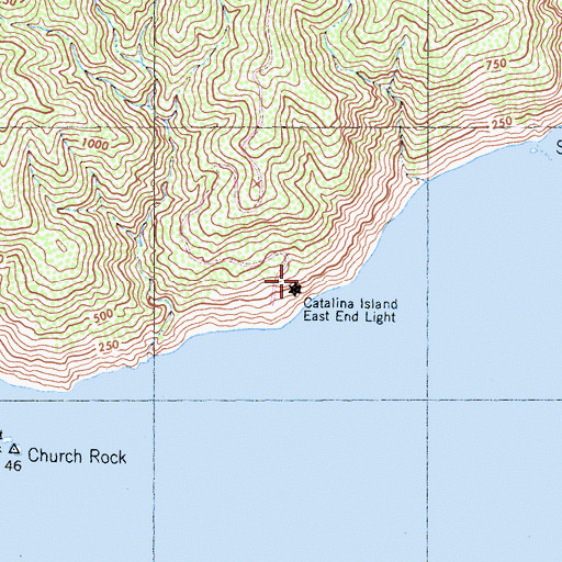 Topographic Map of Catalina Island East End Light, CA