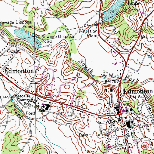 Topographic Map of City of Edmonton, KY