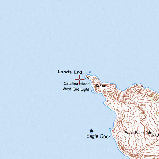 Topographic Map of Catalina Island West End Light, CA