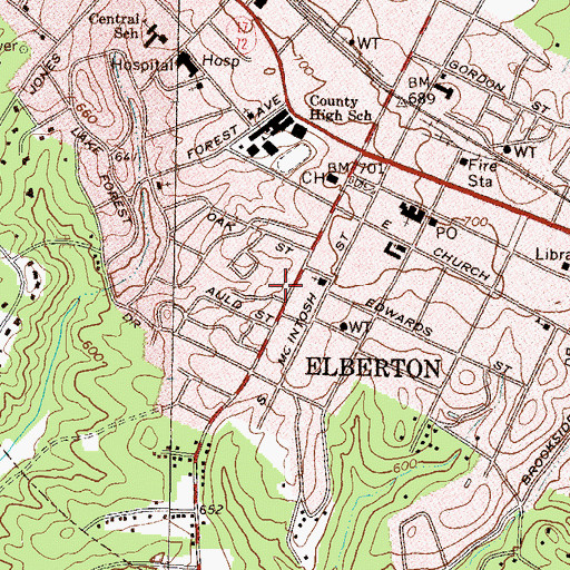 Topographic Map of City of Elberton, GA