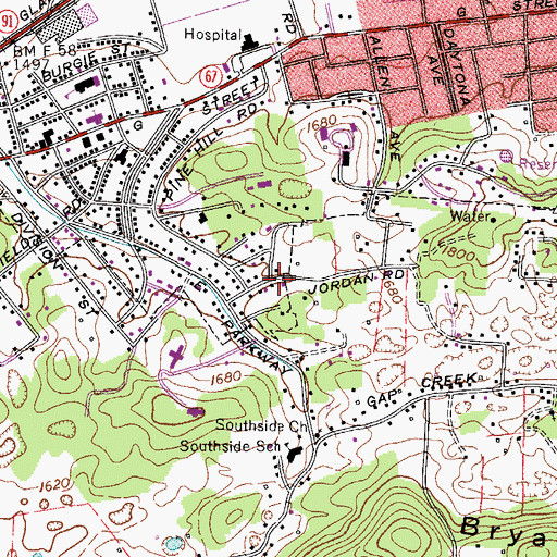 Topographic Map of City of Elizabethton, TN