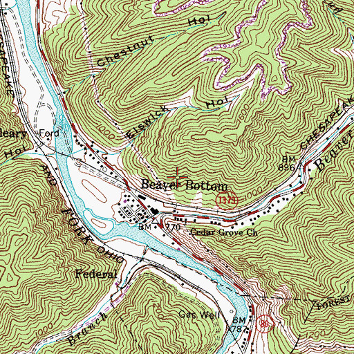 Topographic Map of City of Elkhorn City, KY