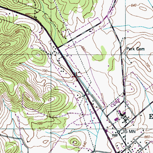 Topographic Map of City of Elkton, TN