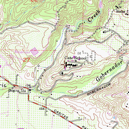 Topographic Map of Cate High School, CA