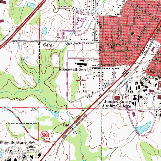 Topographic Map of City of Ellisville, MS
