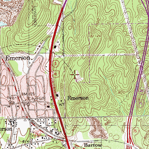 Topographic Map of City of Emerson, GA