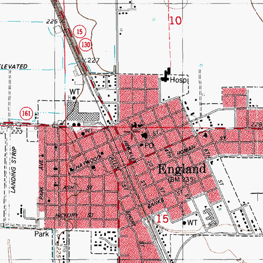 Topographic Map of City of England, AR