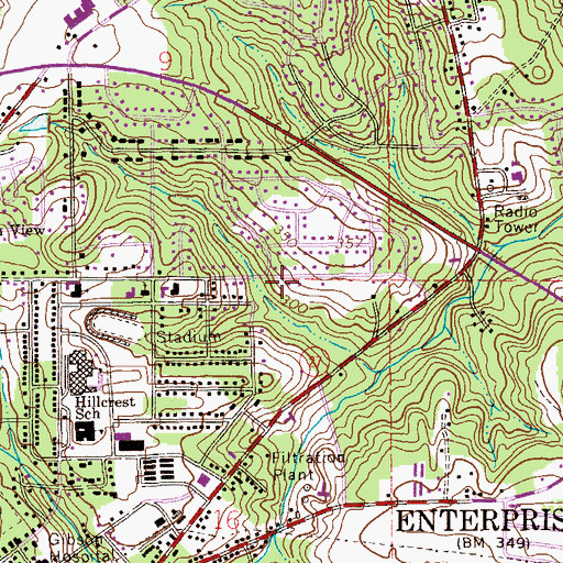 Topographic Map of City of Enterprise, AL