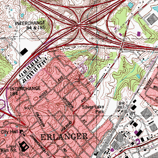 Topographic Map of City of Erlanger, KY