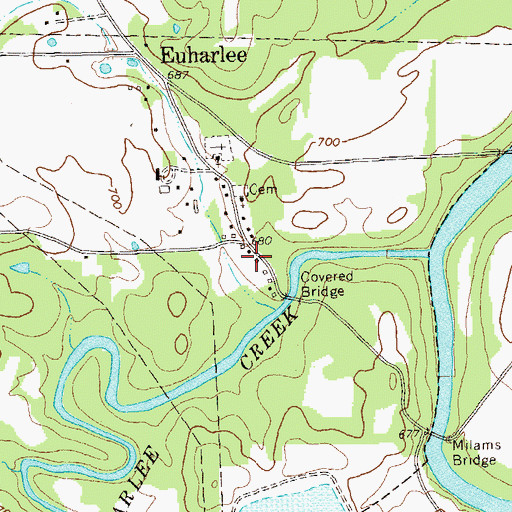 Topographic Map of City of Euharlee, GA
