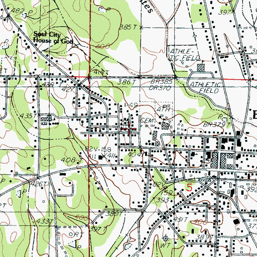 Topographic Map of City of Eupora, MS