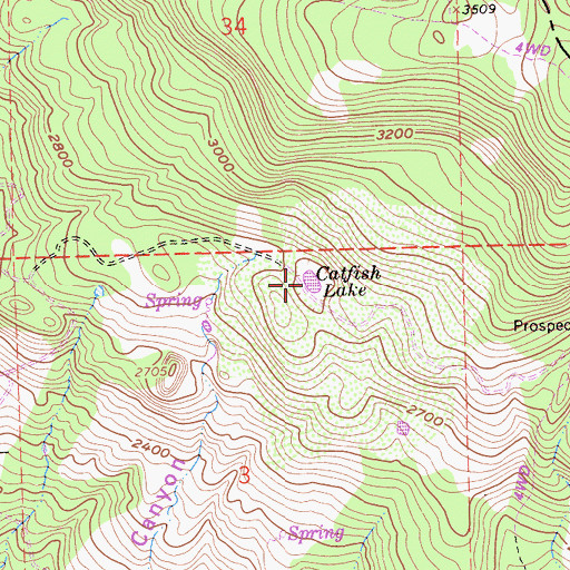 Topographic Map of Catfish Lake, CA