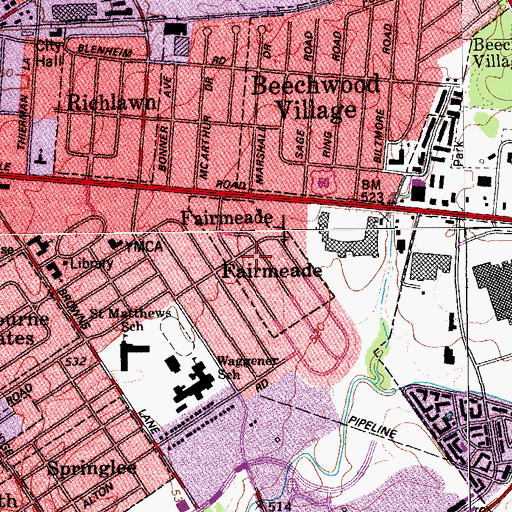 Topographic Map of City of Fairmeade (historical), KY