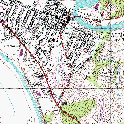 Topographic Map of City of Falmouth, KY