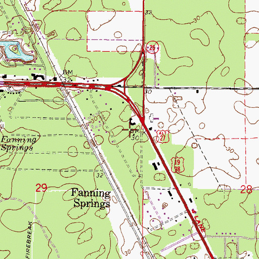 Topographic Map of City of Fanning Springs, FL