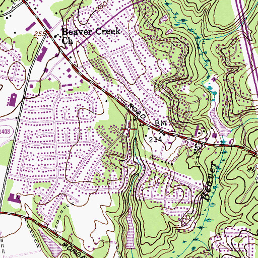 Topographic Map of City of Fayetteville, NC