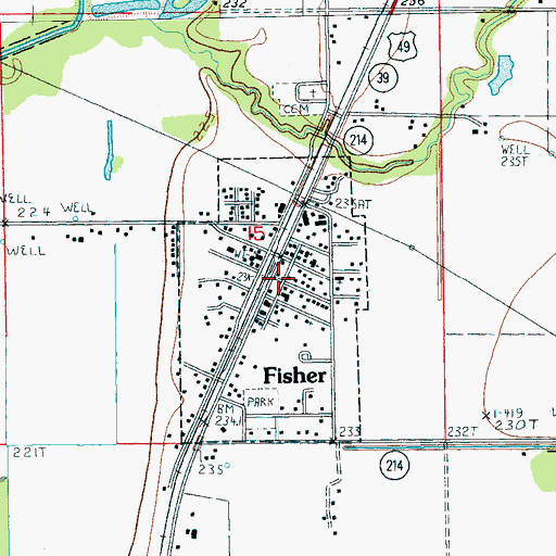 Topographic Map of City of Fisher, AR