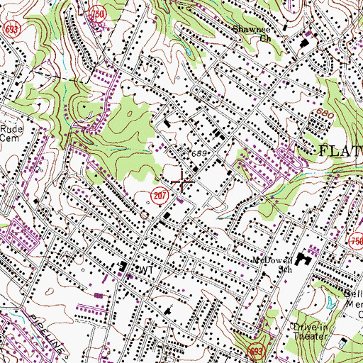 Topographic Map of City of Flatwoods, KY