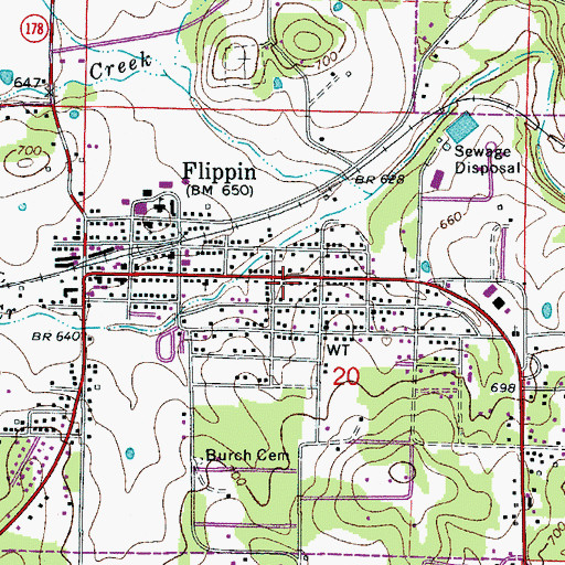 Topographic Map of City of Flippin, AR