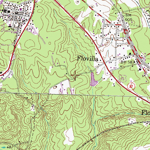 Topographic Map of City of Flovilla, GA