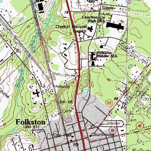Topographic Map of City of Folkston, GA