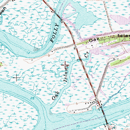 Topographic Map of City of Folly Beach, SC