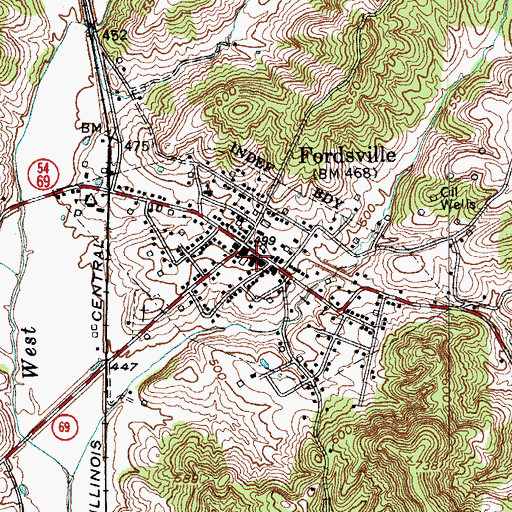 Topographic Map of City of Fordsville, KY