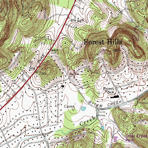 Topographic Map of City of Forest Hills, TN