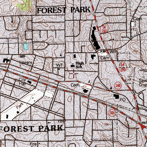 Topographic Map of City of Forest Park, GA