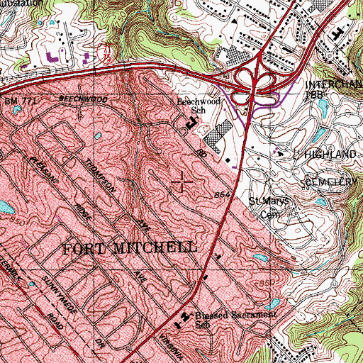 Topographic Map of City of Fort Mitchell, KY