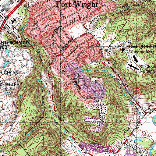 Topographic Map of City of Fort Wright, KY