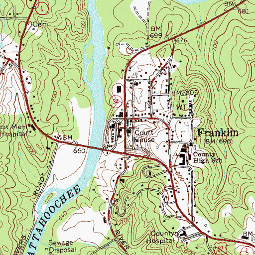 Topographic Map of City of Franklin, GA