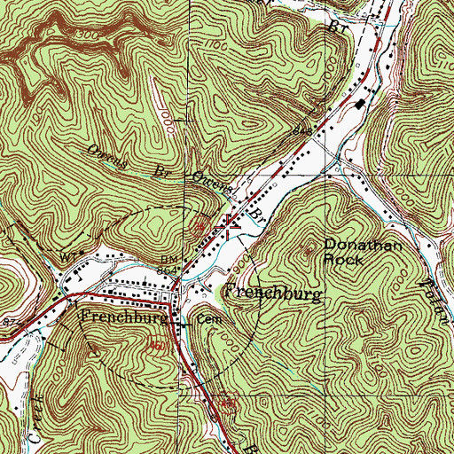 Topographic Map of City of Frenchburg, KY