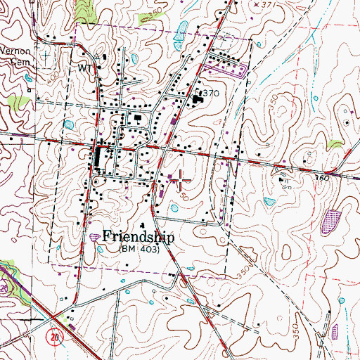 Topographic Map of City of Friendship, TN