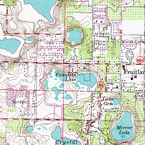 Topographic Map of City of Fruitland Park, FL