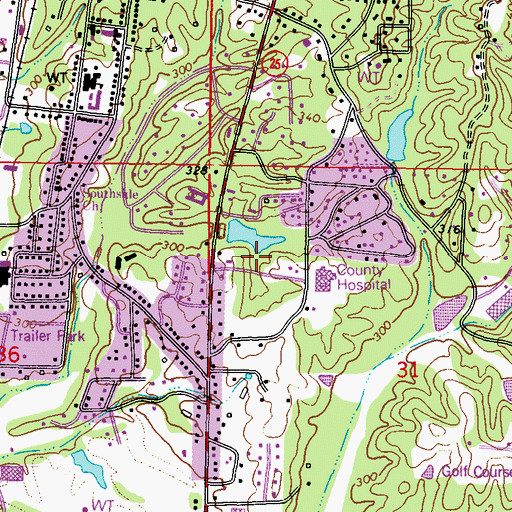 Topographic Map of City of Fulton, MS