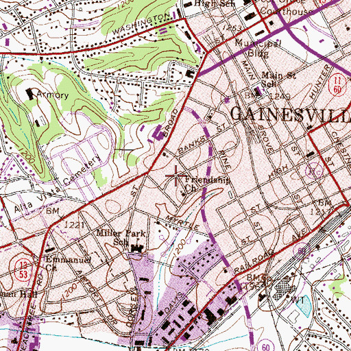 Topographic Map of City of Gainesville, GA